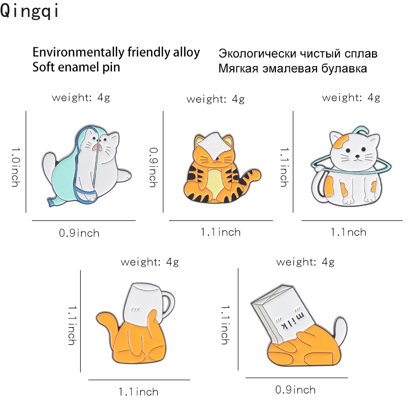 Ghim cài áo Miss Zoe hình mèo hoạt hình dễ thương vui nhộn thích hợp làm quà tặng cho bạn bè