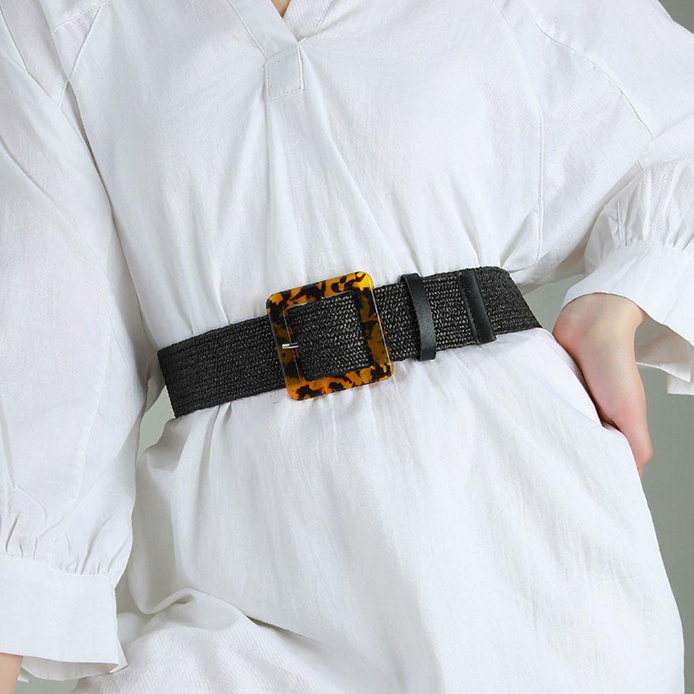 BSUNS Thắt Lưng Đan Cói Họa Tiết Da Báo Phong Cách Bohemian Cho Nữ