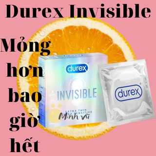 [ Có video ảnh thật ] Hộp durex invisible 3 chiếc bcs siêu mỏng tàng hình