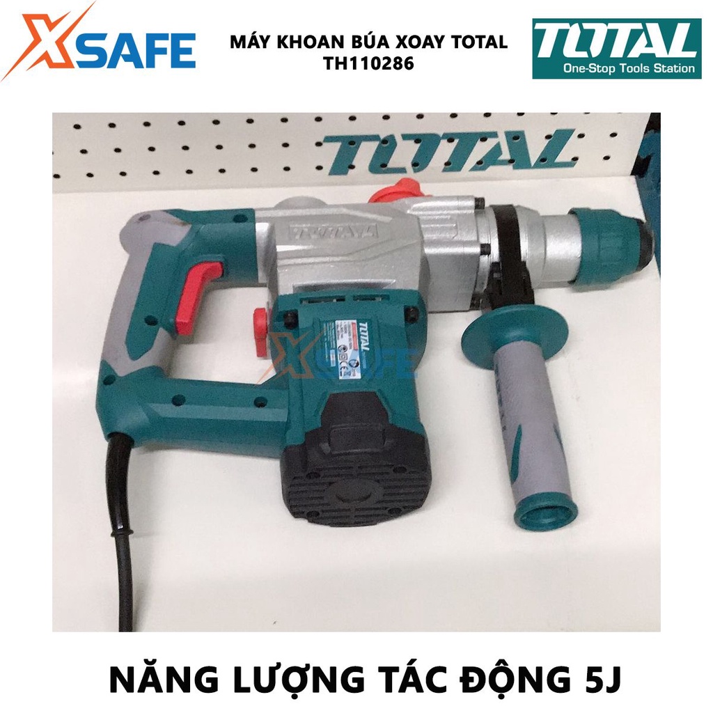 Máy khoan búa xoay TOTAL TH110286 | máy khoan cầm tay nguồn vào 1050W năng lượng tác động 5J tỷ số tác động 4000 / phút