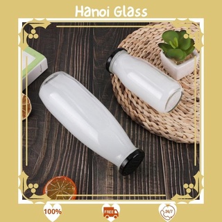Chai thuỷ tinh 500ml 🎭 RẺ VÔ ĐỊCH 🎭 đựng nước ép sữa hạt nắp thiếc vàng đen