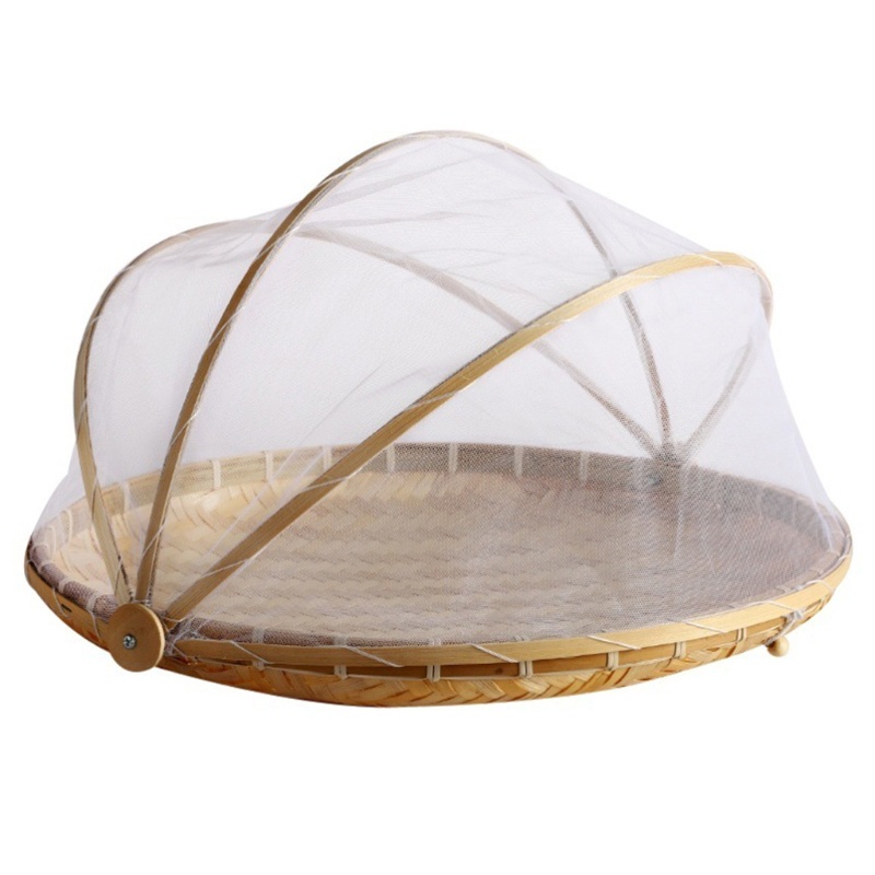 Aoto Rổ Đựng Trái Cây Trái Cây / Rau Củ Handmade Bằng Tre Đan Hình Tròn Chống Muỗi / Côn Trùng