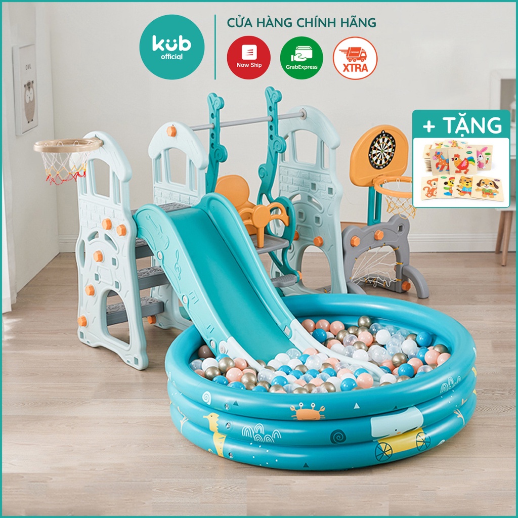Cầu trượt kết hợp xích đu cao cấp KUB chịu lực lên đến 100kg dành cho bé từ 1.5 - 6 tuổi