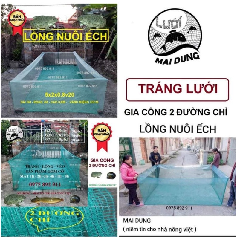 Tráng lồng vèo nuôi ếch 5x2x0,8v20