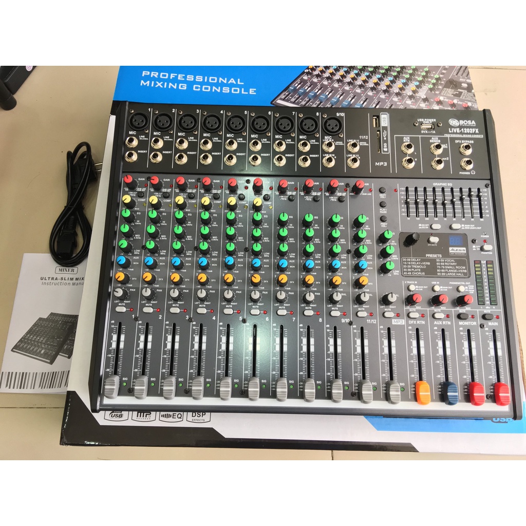 Bàn Mixer karaoke sân khấu BOSA LIVE 1202FX, Tích hợp bộ xử lý effect Dsp Alesis 100 chương trình hiệu ứng cực hay