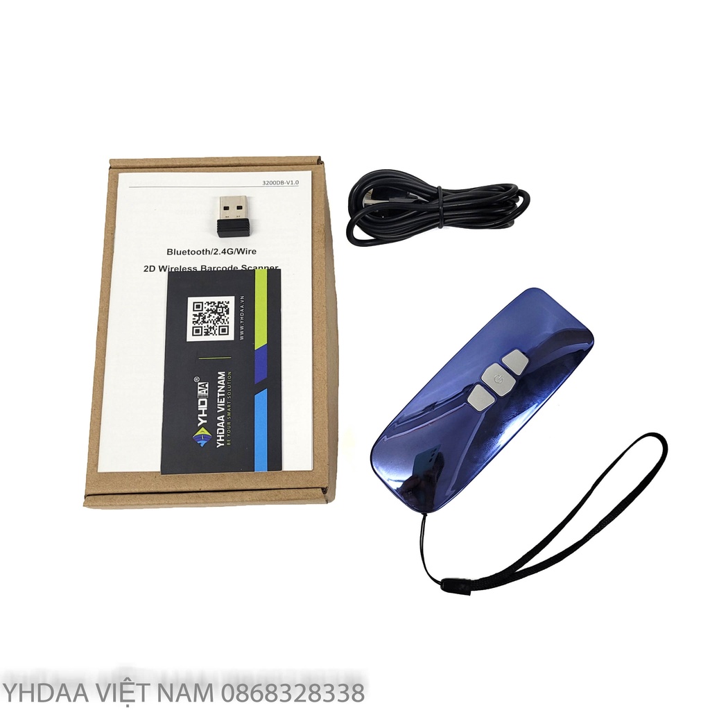 Máy quét mã vạch mini bỏ túi YHD 3200DB 2D - Máy đọc mã QRcode hỗ trợ kết nối Bluetooth dùng trên Điện thoại, Laptop, PC