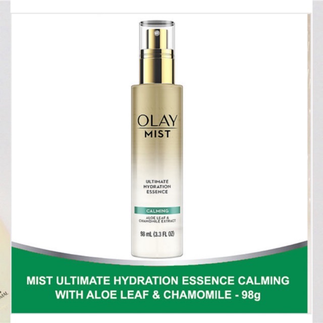 Xịt Khoáng Olay Mist Ultimate Hydration Essence Calming With Aloe Leaf & Chamomile Extract 98ml