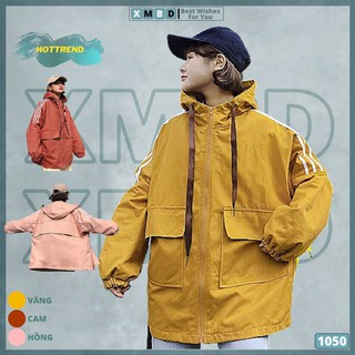 Áo Khoác KaKi 2 Lớp Hàng QC Bomber Jackets Form Rộng Unisex Chạy Viền TRƠN TAY 2 SỌC - AK1050