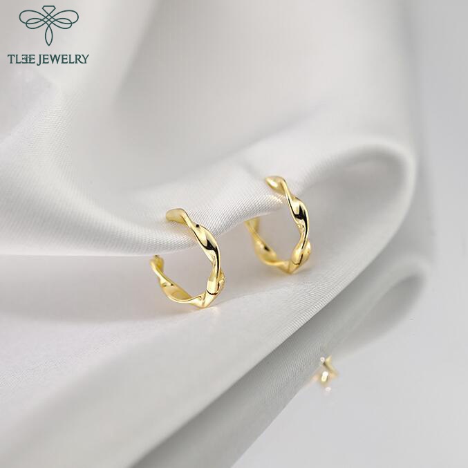 Khuyên tai bạc nữ TLEE tròn TWISTED cá tính TleeJewelry B0114