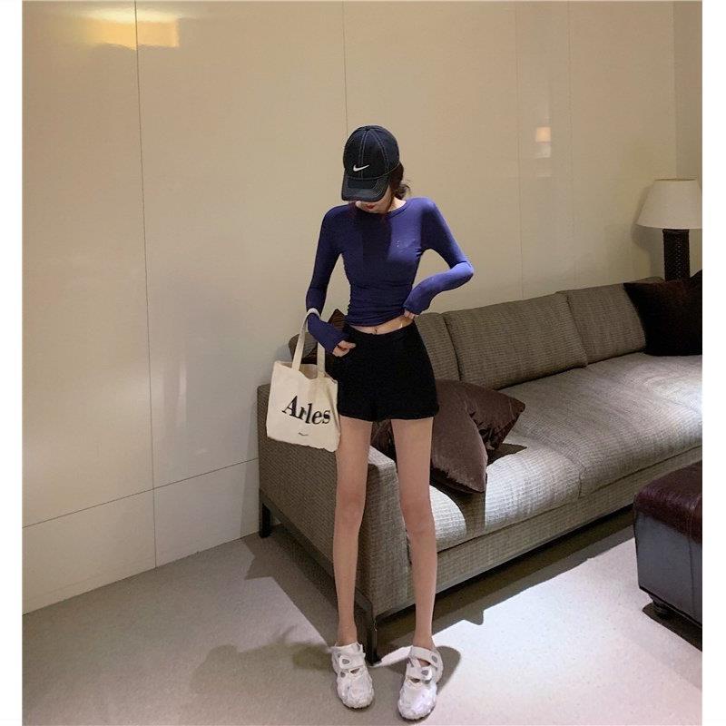 Áo Thun Tay Dài Màu Trơn Dáng Ôm Gợi Cảm Thời Trang Xuân Thu Mới Dành Cho Bạn Nữ