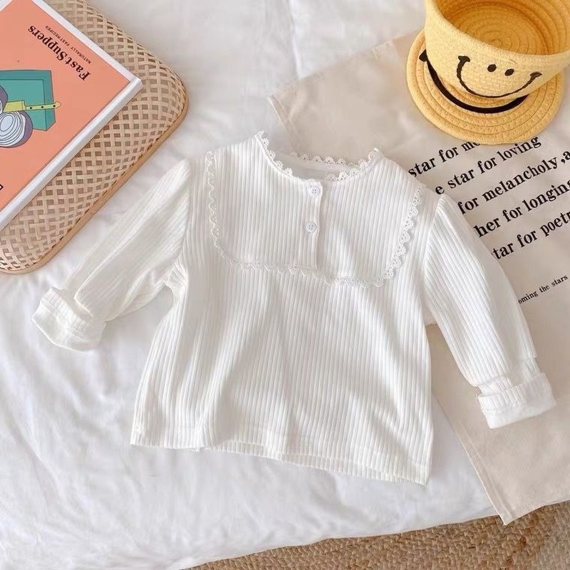 Áo kiểu tay dài cổ búp bê xinh xắn cho bé gái