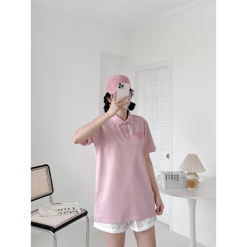 Áo Polo unisex form rộng, tay lỡ, nam nữ dưới 75kg