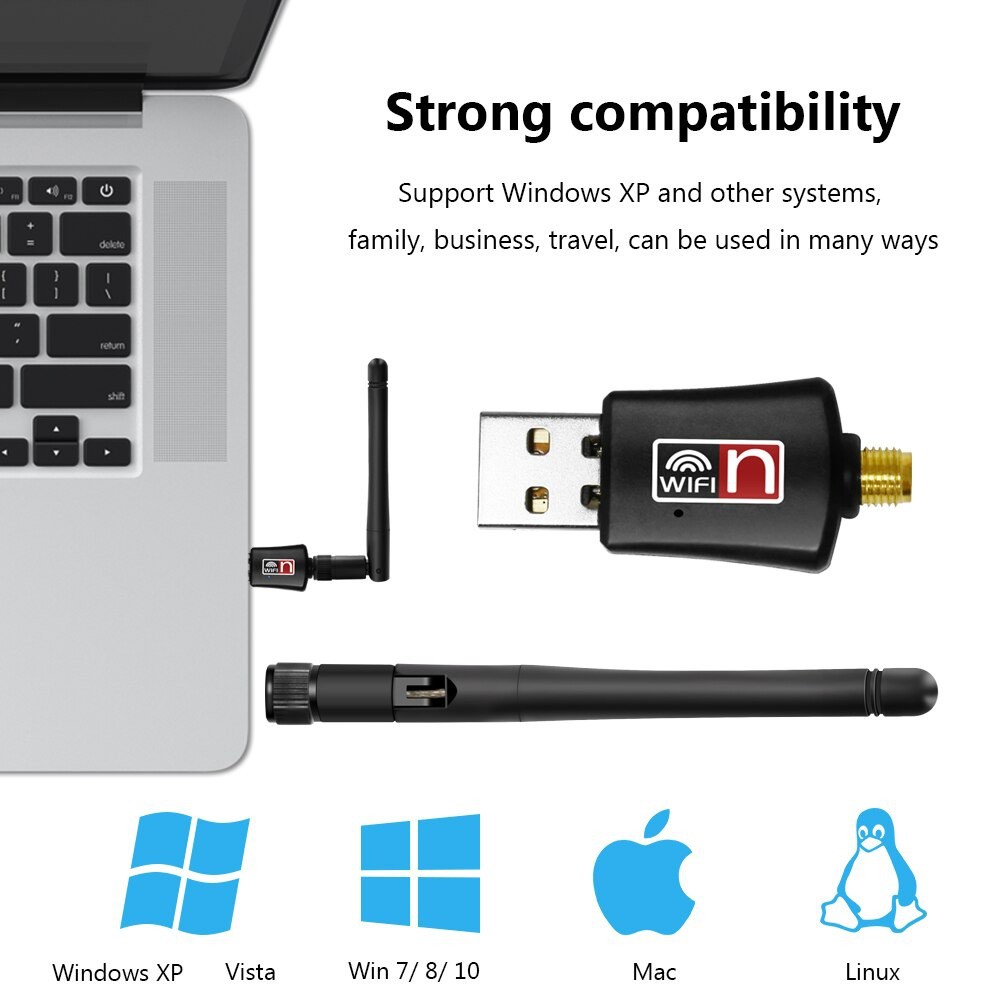 USB Wifi - USB thu Wifi 802.11n Cho Máy Bàn Có Anten -dc2381