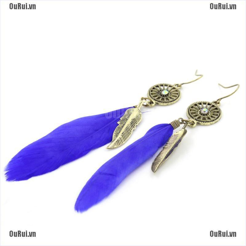 Bông Tai Lông Vũ Tua Rua Thời Trang