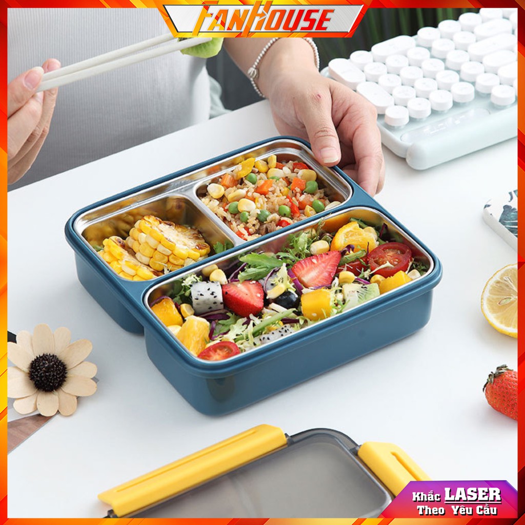Hộp cơm giữ nhiệt INOX304 💢 Lunch Box 950ml an toàn sức khỏe sử dụng được lò vi sóng