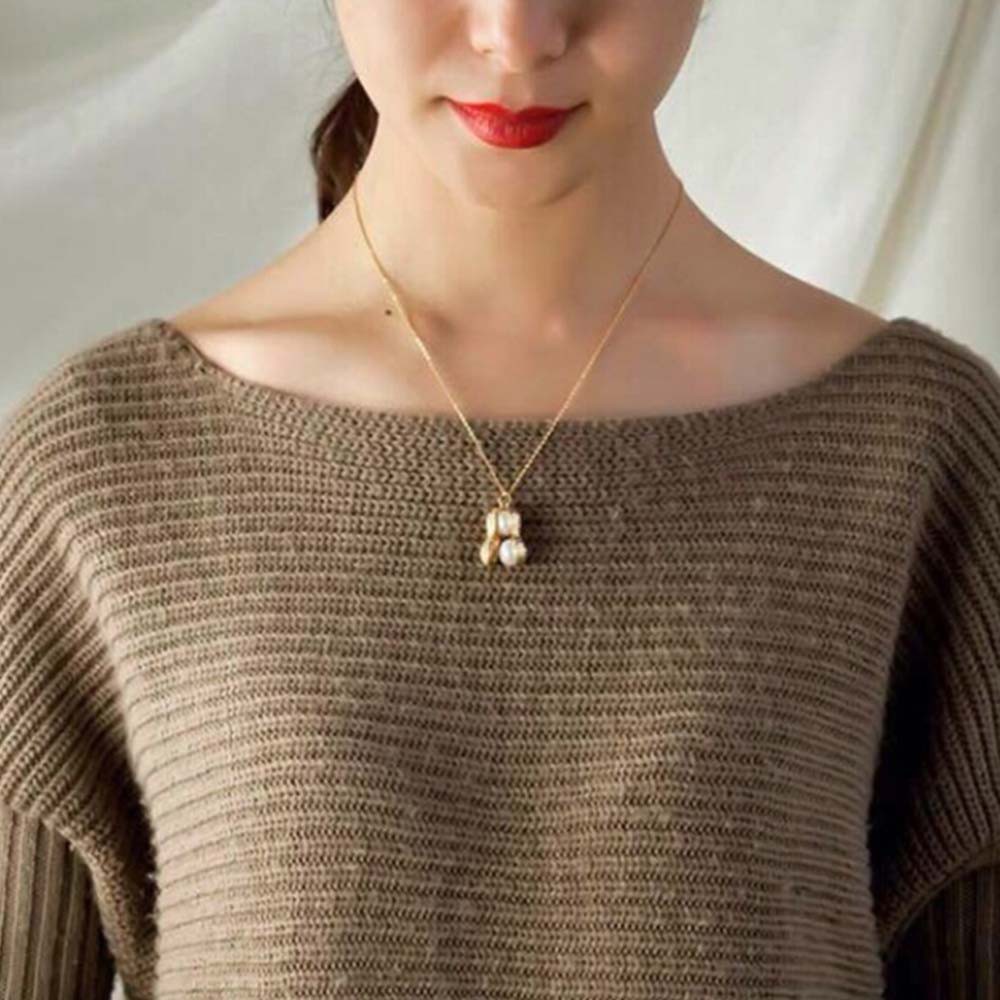 Dây chuyền mặt hạt đậu phộng đính kim cương và ngọc trai tinh xảo sang trọng