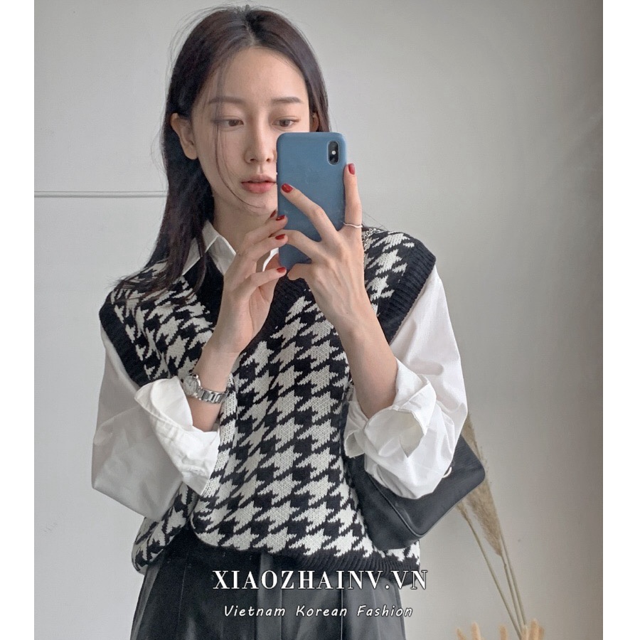 Xiaozhainv Áo Dệt Kim Không Tay Cổ Chữ V Thời Trang Hàn Quốc Cho Nữ (3 Màu)