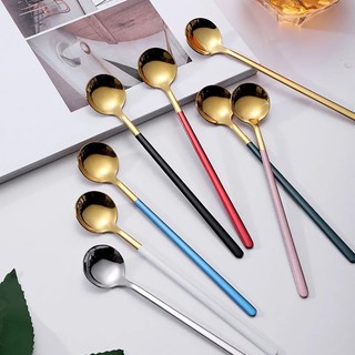 Bộ 8 thìa muỗng inox mạ vàng sang trọng, khuấy uống sinh tố, cafe