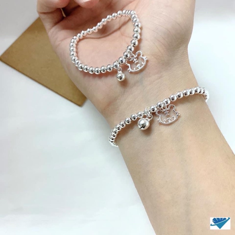 Vòng tay bạc THJ _ Vòng tay bi bạc mix charm hổ chuẩn bạc ta may mắn tài lộc