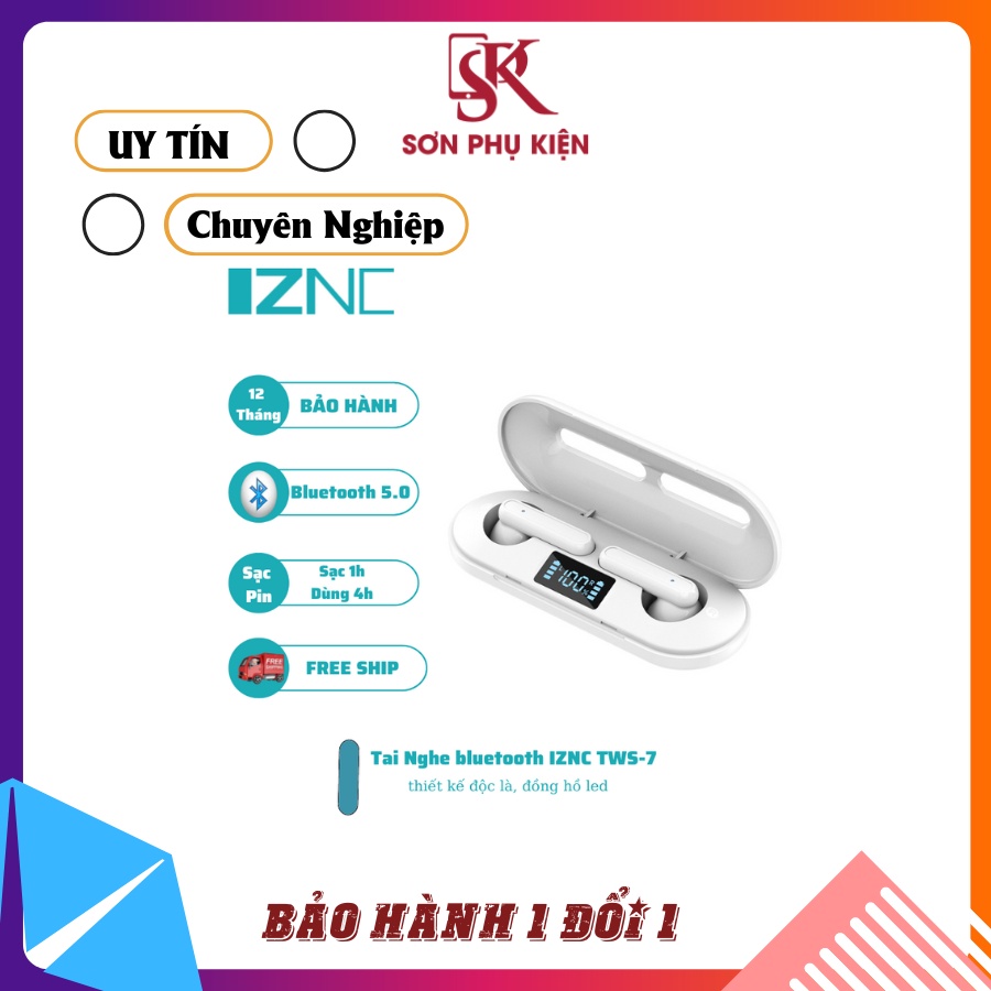 Tai Nghe bluetooth IZNC TWS-7 thiết kế độc là, đồng hồ led, cảm ứng bảo hành 12 tháng chính hãng