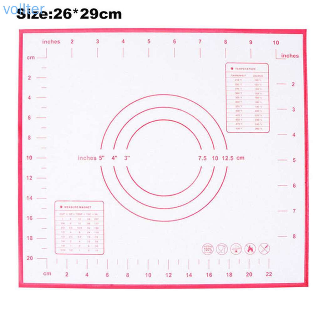 Miếng lót nhào bột làm bánh chất liệu silicon chống dính màu đỏ / đen tiện dụng