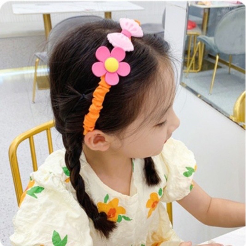 Băng đô cài tóc vải nhún hình hoa nơ nhiều họa tiết đáng yêu cho bé BHN