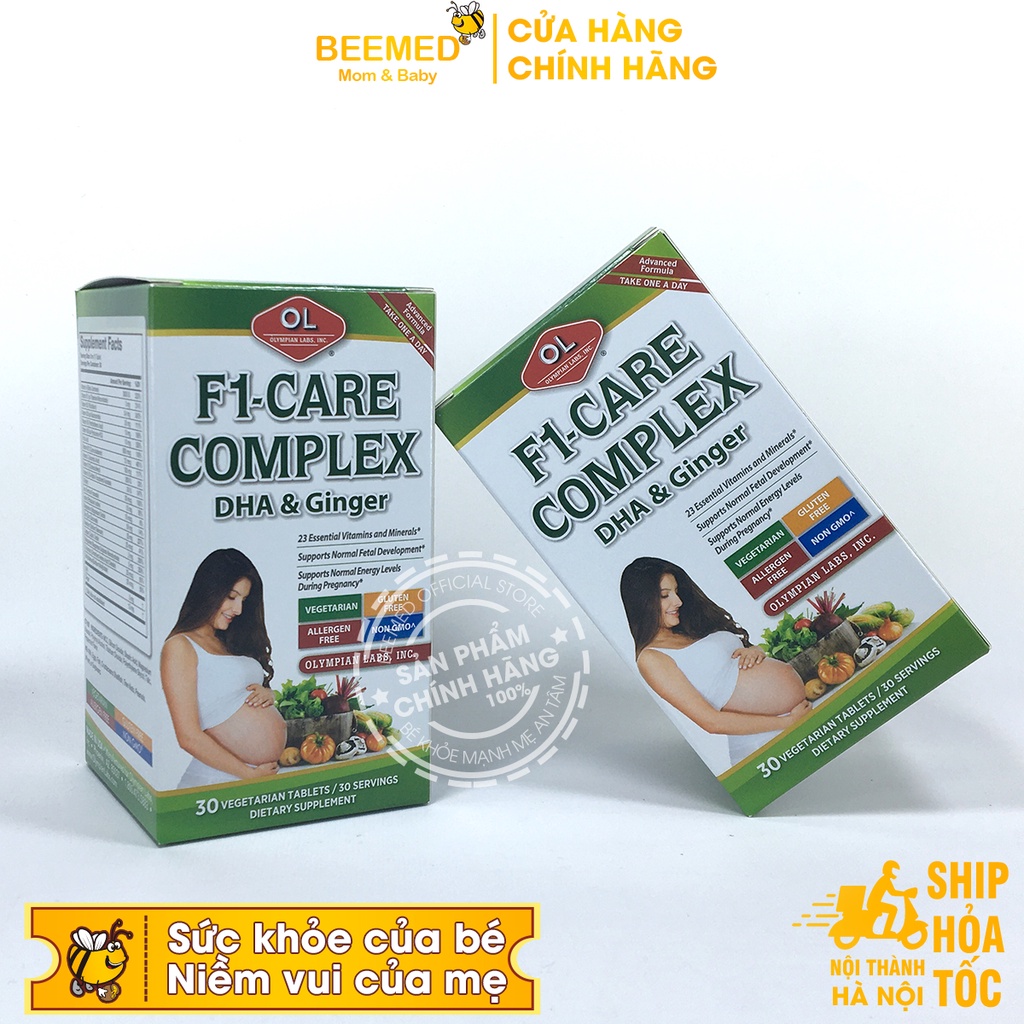 Vitamin tổng hợp cho bà bầu F1 Care Complex bổ sung Axit Folic, DHA, Vitamin A, B, sắt, Biotin rừ Olympian Labs Mỹ