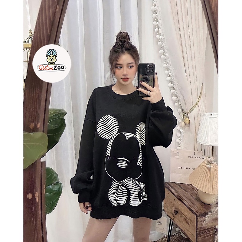 Áo nỉ sweater nữ form rộng dài tay trending Áo sweater KIUKIU chất nỉ Hàn Quốc - CUTE_ZOO