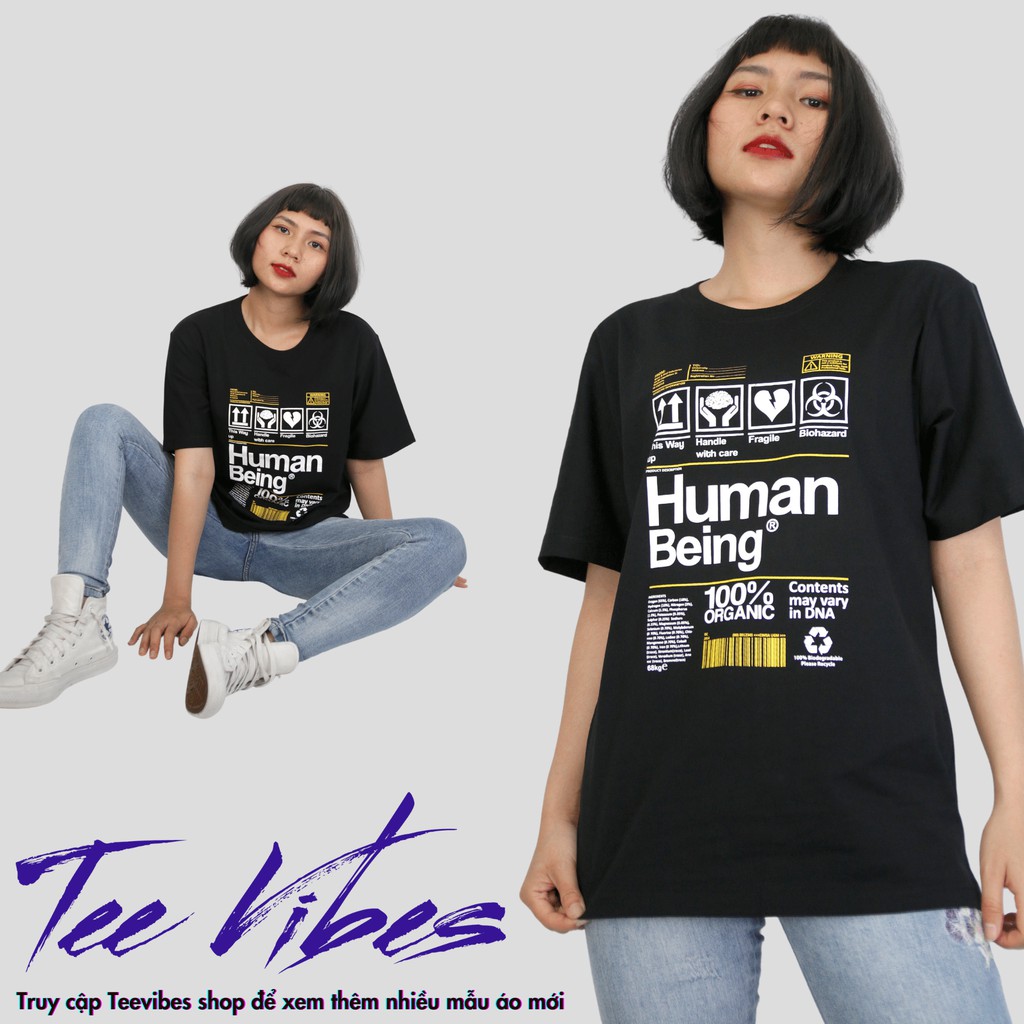 Áo thun tay lỡ TEEVIBES dáng Unisex phong cách in hình Human Being TV004 | BigBuy360 - bigbuy360.vn