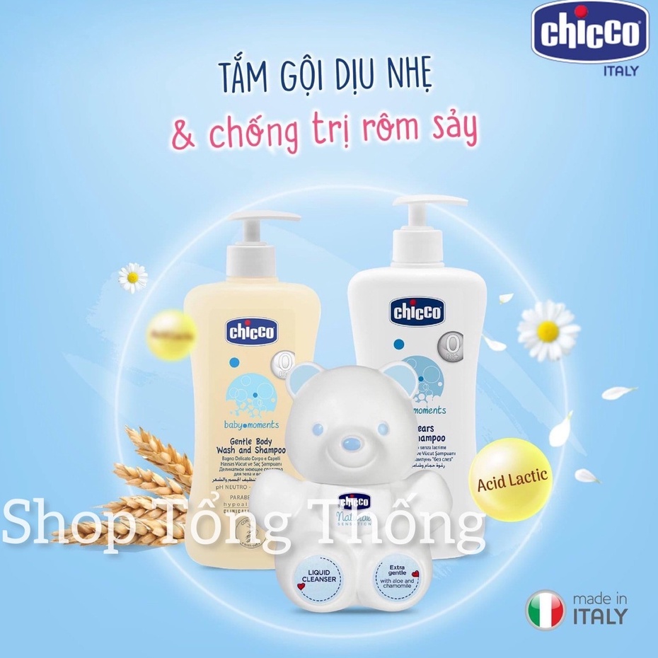 Sữa tắm gội Chicco nhập khẩu từ Ý 0M+ chăm sóc da và tóc toàn diện an toàn cho bé chiết xuất Yến mạch, Hoa cúc cao cấp