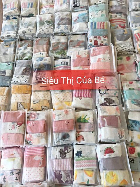 1 Set 3 khăn sữa Muslin tree túi zip