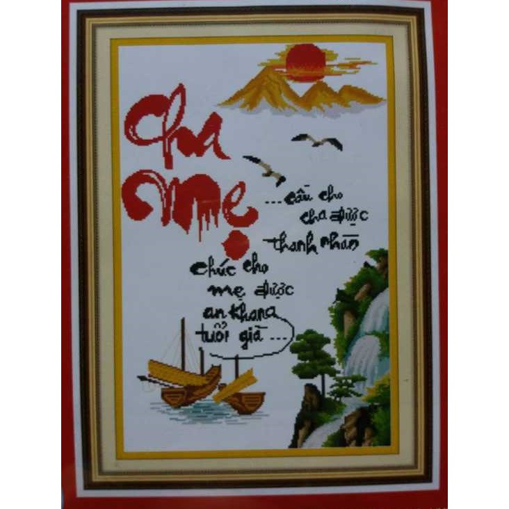 Tranh thêu chữ thập Cha mẹ DLH-222835