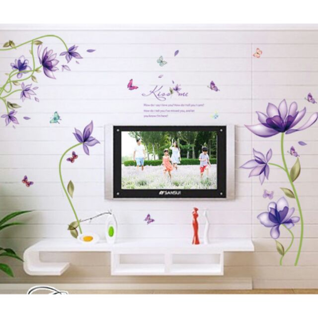 Decal dán tường hoa Kiss me