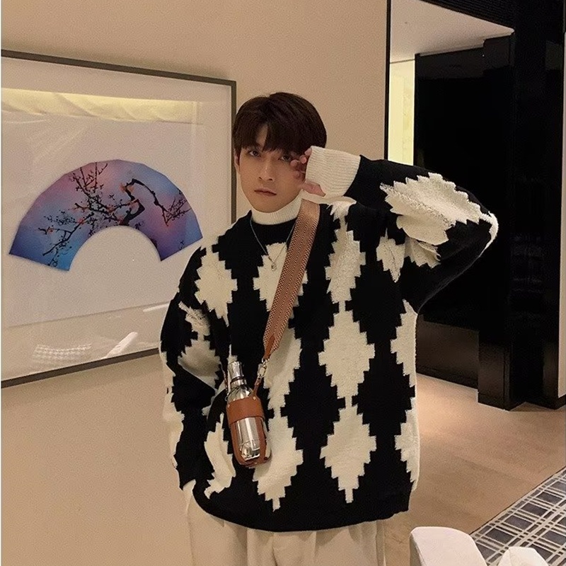 Áo Sweater Cổ Tròn Dáng Rộng Phong Cách Hàn Quốc Thời Trang Thu Đông Sành Điệu Dành Cho Nam S-3XL