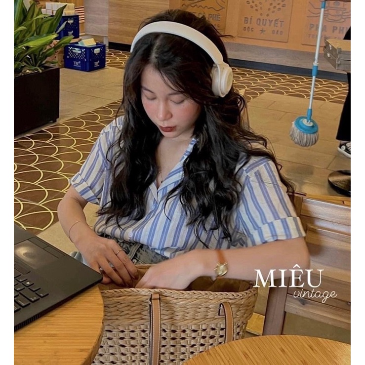 Áo sơmi cọc tay 2 màu kẻ sọc to