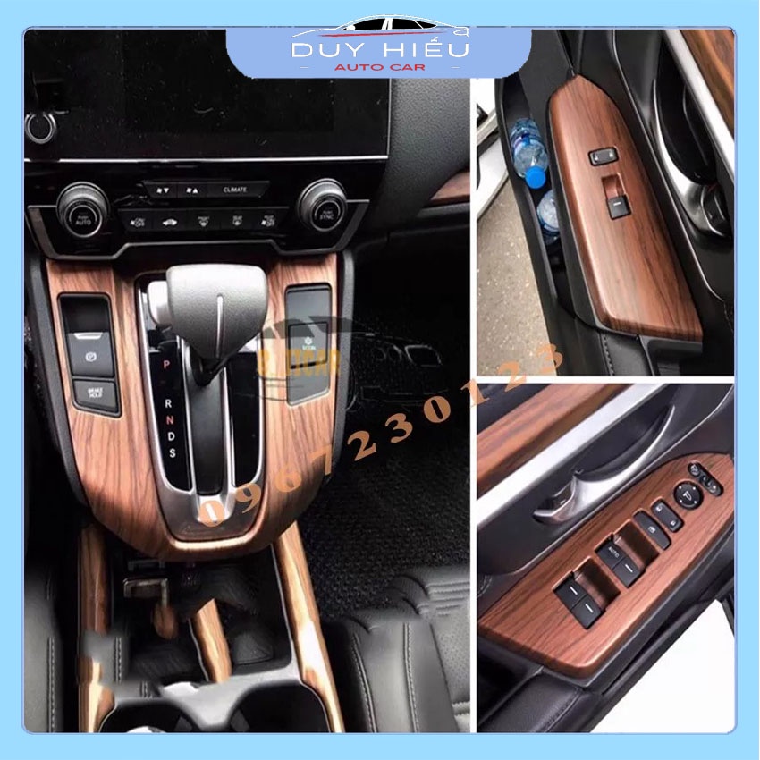 Bộ Ốp Trang Trí Nội Thất Ô Tô Honda CRV 2018-2021 Vân Gỗ 6 Chi Tiết