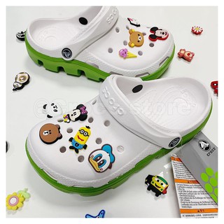 Combo Dép Sục Cross Duet Trắng Đế Xanh + 8Jibbitz/Sticker Cực Xinh Crocsvietnam (Dép Cá Sấu)