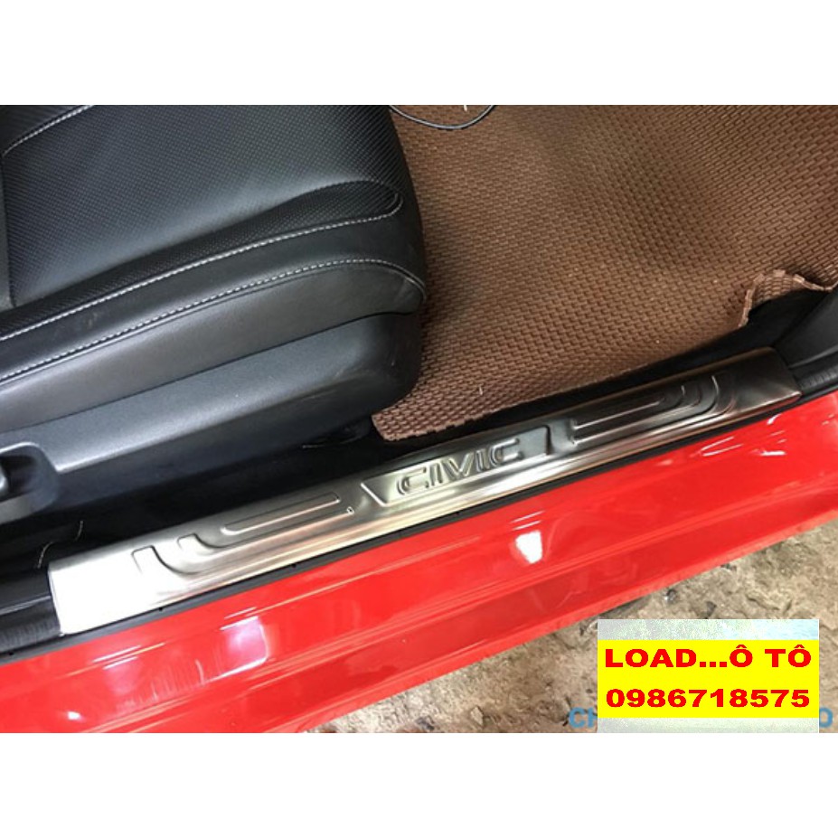 Ốp Bậc Cửa, Nẹp Bước Chân Trong Ngoài Honda Civic 2022-2019 Chất Liệu INOX Cao Cấp