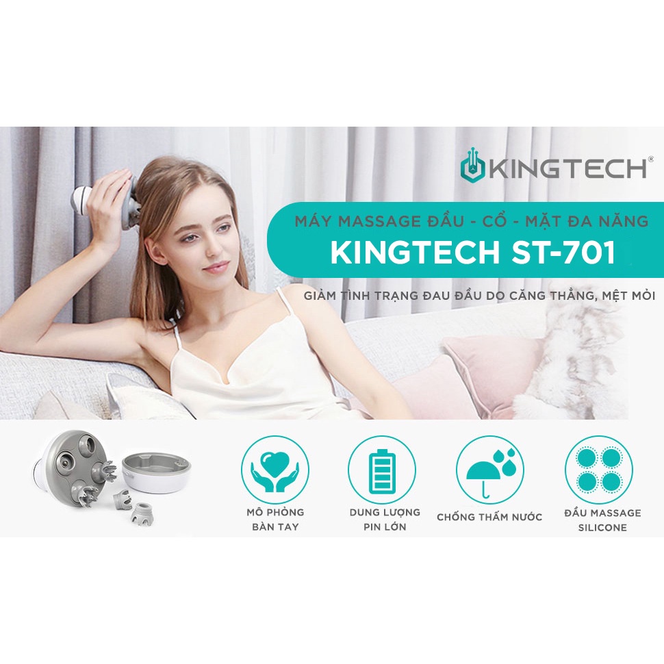 Máy Massage Đầu Cổ Mặt Mini Đa Năng KINGTECH ST-701 - Máy Mat Xa Chính Hãng - Matxa Đầu Giải Toả Căng Thẳng, Mệt Mỏi