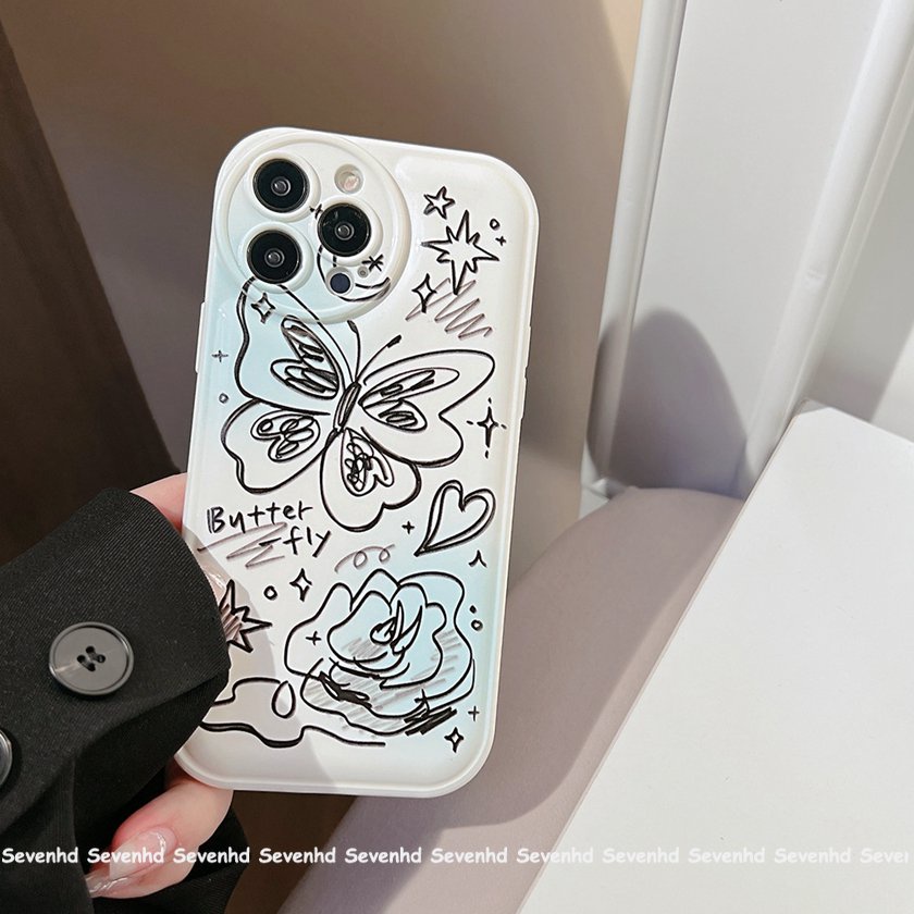 Ốp Điện Thoại Mềm Hình Bướm Mắt To Đơn Giản Cho iPhone 14 13 12 11 Pro Max X XR Xs Max 8 7 6 6s Plus SE 2020