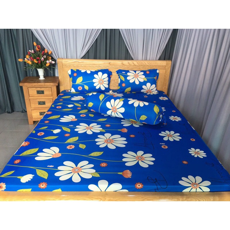 Bộ drap thun❤️FREESHIP❤️thun lạnh- ga thun Hàn Quốc mẫu cúc 9 cánh( 1 ga, 3 vỏ gối)