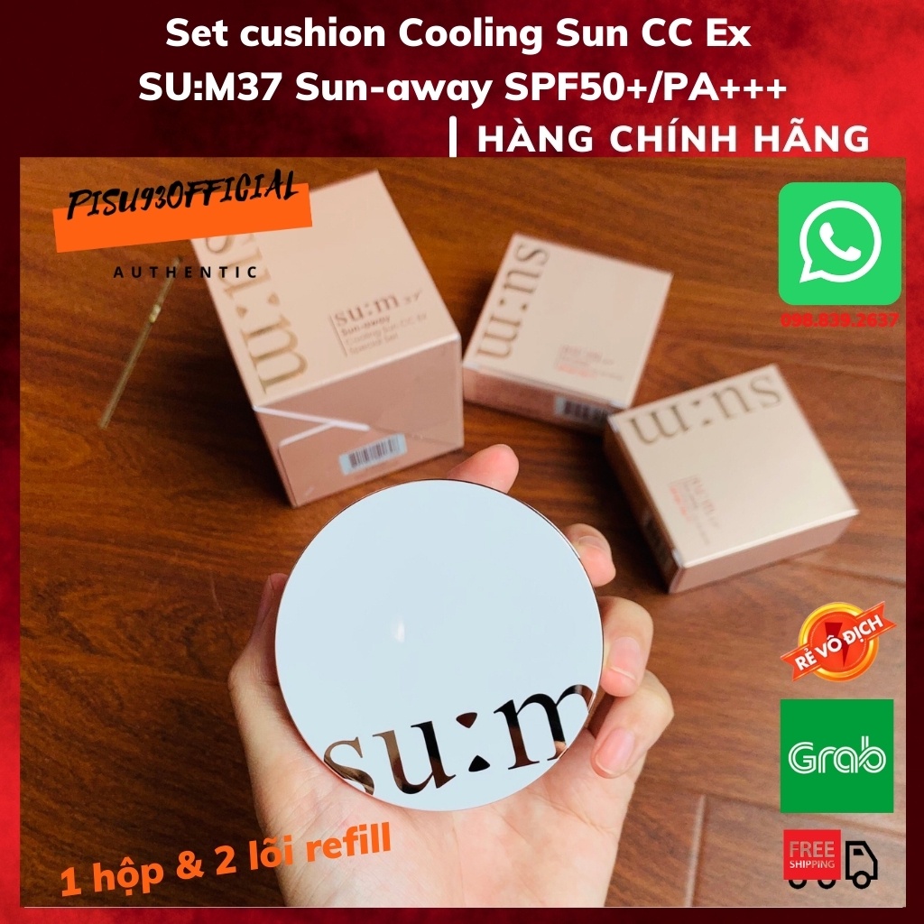 Cushion chống nắng, làm mát da, giúp lớp trang điểm hoàn hảo - Su:m37 Sun-Away Cooling Sun CC EX SPF50+ /PA++++ (reffil)