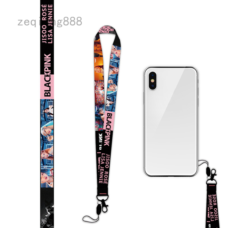 Dây đeo gắn điện thoại di động/ hình ảnh/ móc khóa họa tiết nhóm nhạc Blackpink Kpop dành cho người hâm mộ