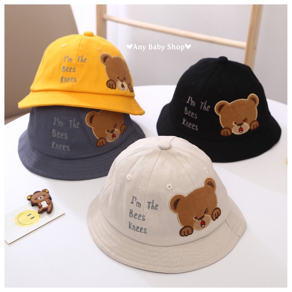 Mũ nón Bucket nỉ rộng vành thời trang cho bé trai và bé gái hình gấu nháy mắt nhiều màu siêu cute    ❣❣