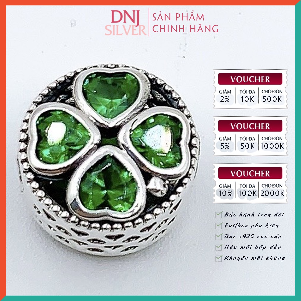 [Hàng cao cấp] Vòng tay bạc 925 cao cấp dành cho nữ - Vòng tay charm bạc Cỏ 4 lá may mắn dành cho nàng mệnh Mộc - DNB001