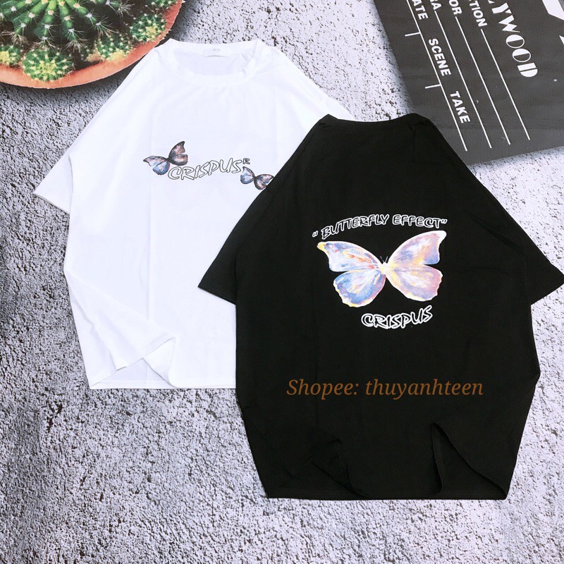Áo thun tay lỡ form thụng Unisex, Áo phông phong cách Ulzzang in hình bướm CRISPUS