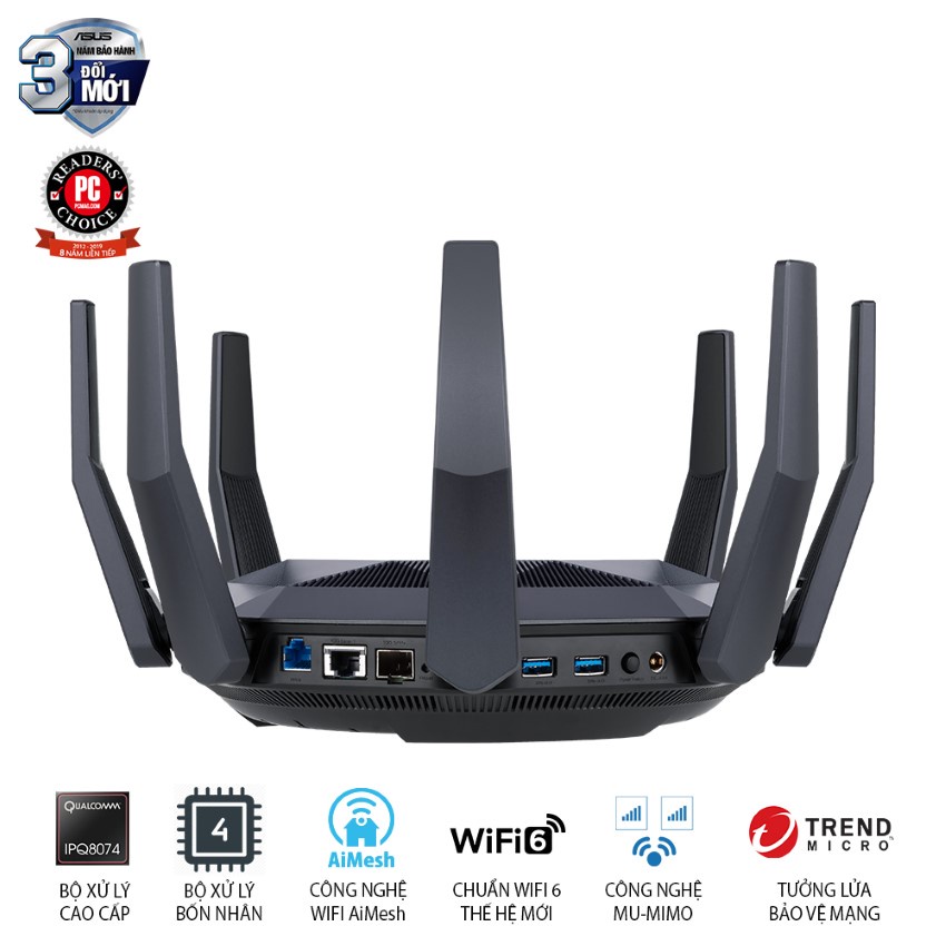 Bộ phát wifi 6 Asus RT-AX89X AX6000Mbps Gaming MU-MIMO and OFDMA (Chính Hãng Asus Việt Nam)