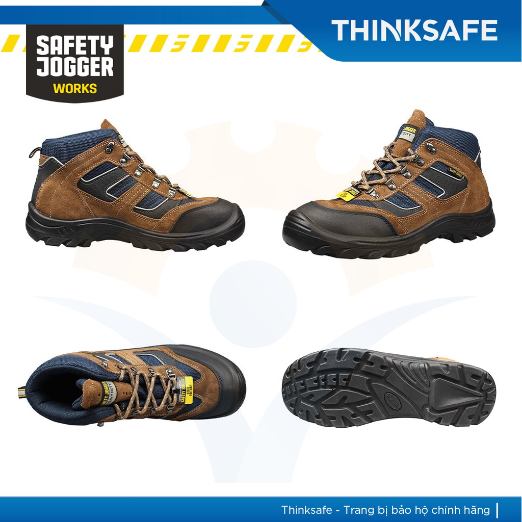 Giày bảo hộ Jogger Thinksafe da bò lộn bền bỉ, thoáng khí, chống nước, chống đinh, trơn trượt, cách điện - X2000 S3