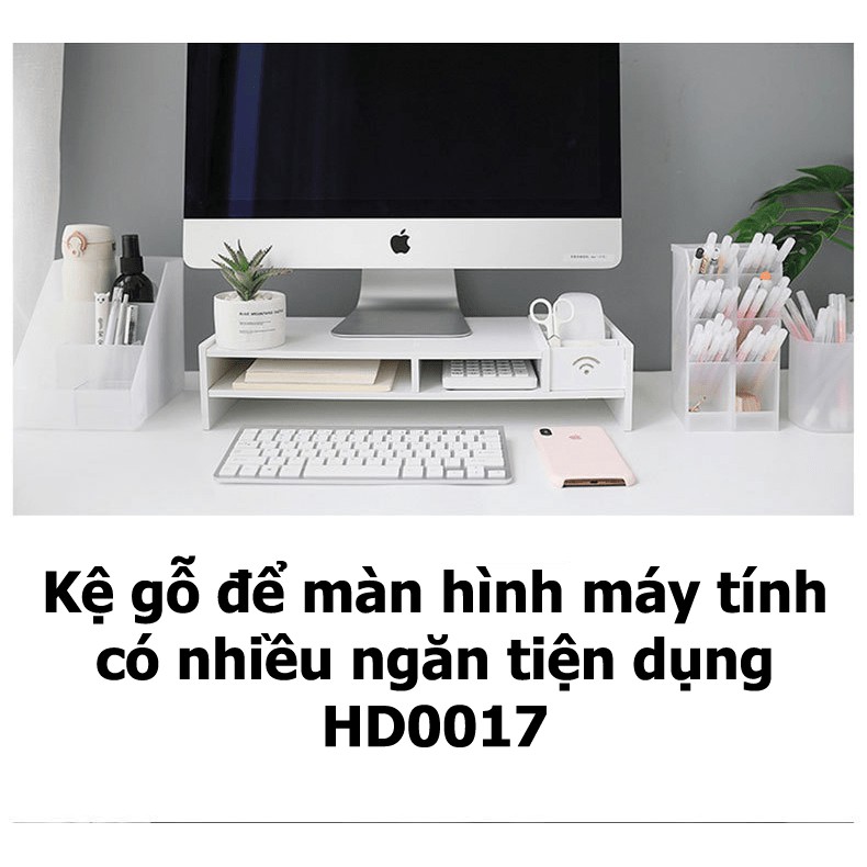 Kệ gỗ để màn hình máy tính có nhiều ngăn tiện dụng