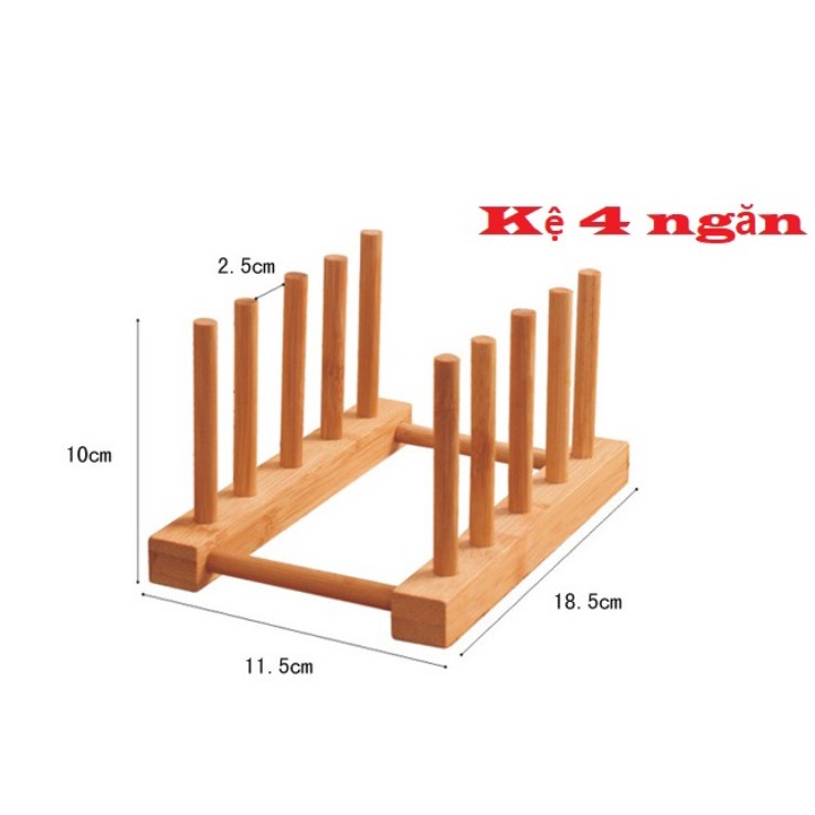 Giá/Kệ Úp Bát Đĩa Cốc Chén Gỗ Tre Tự Nhiên - Khay Đựng Bát Đũa Thớt Dao Kéo Để Bàn Nhà Bếp Đa Năng